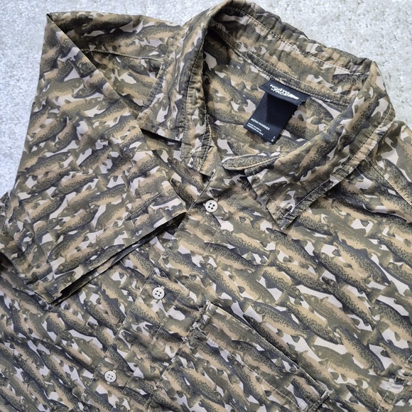 The North Face Other - North Face Shirt Men Large Camo Fish Print AOP Button Up Outdoor Fishing Camp